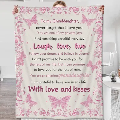 Granddaughter Love Letter Butterflies Blanket for Grandma's Girl