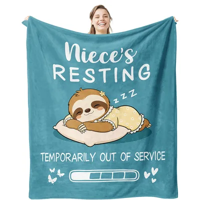 Niece Sloth Blanket: Resting Niece Throw for Family