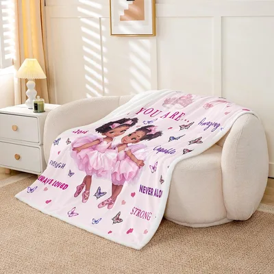 Daughter Ballerina Blanket: Pink Dancers and Affirmations