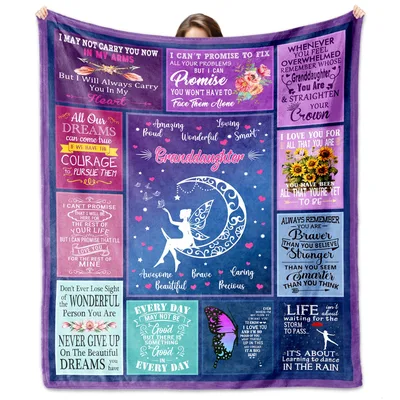 Granddaughter Inspirational Words Moon Blanket for Grandparents