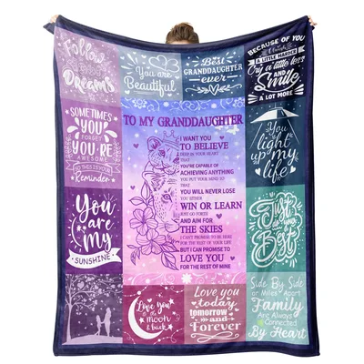 To My Granddaughter Quotes Blanket featuring a central promise of love