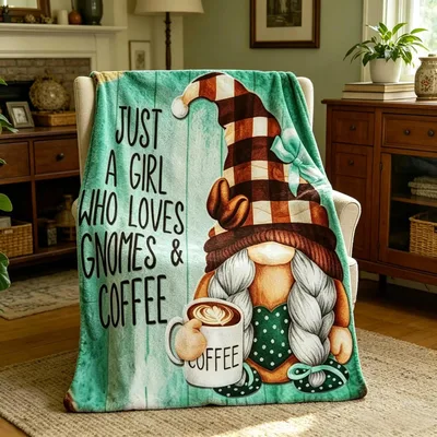 Just a Girl Who Loves Gnomes and Coffee Blanket