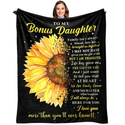 To My Bonus Daughter Sunflower Blanket Celebrating Stepfamily Love