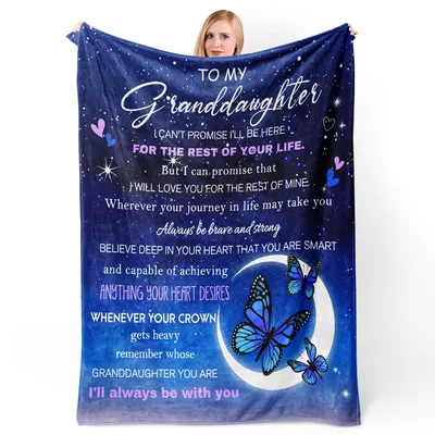 To My Granddaughter Letter with Butterfly Blanket for Family Love