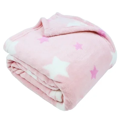 Pink Star Blanket: Soft Pink Throw with White and Magenta Stars