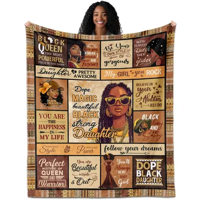 Strong Black Daughter Quotes Blanket Celebrating Her Power and Style