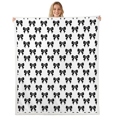 Black Bow Knot Pattern Blanket featuring a classic black