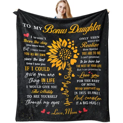 To My Bonus Daughter Blanket: A Sunflower Gift of Love from Mom