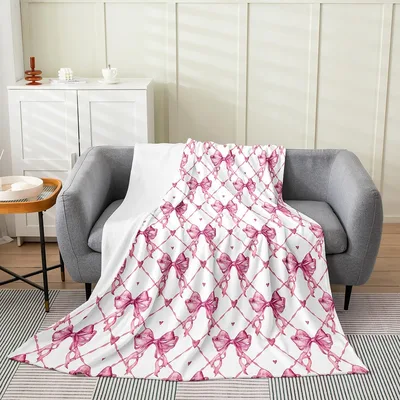 Pink Bowknot Pattern Blanket