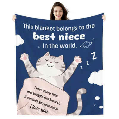Best Niece Sleeping Cat Blanket with Sweet Love Message