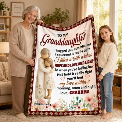 To My Granddaughter Love Blanket features a heartfelt poem