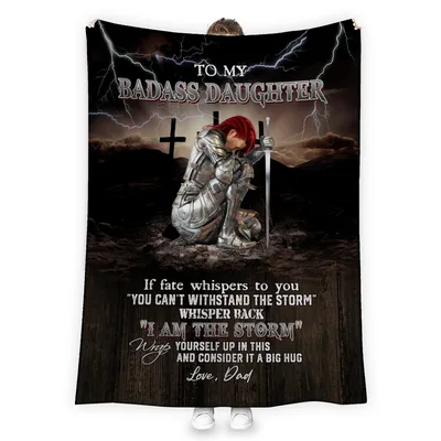 To My Badass Daughter Blanket No. 2 Warrior Design