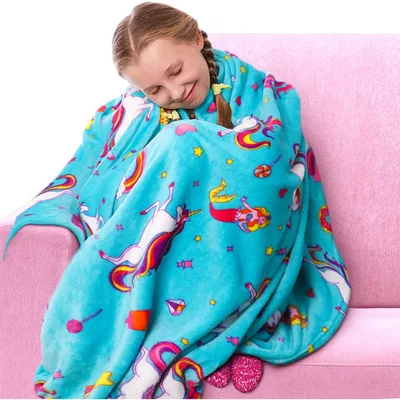 Unicorns and Rainbows Blanket for Dreamy Tween Lounging