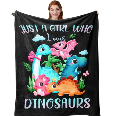 Cute Dinosaur Friends Blanket for Dino-Loving Girls