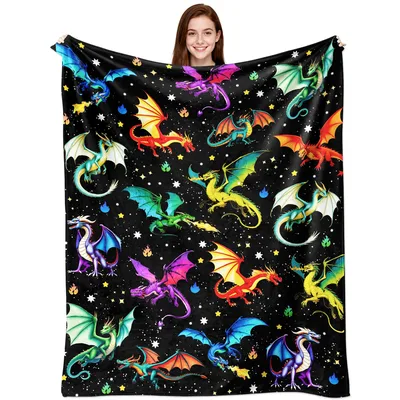 Colorful Dragon Blanket for Dragon Lovers and Fantasy Fans