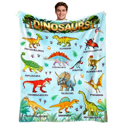 Dinosaur Chart Blanket for Dino Fans and Kids