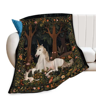 Enchanted Unicorn Blanket for Forest Dreamers