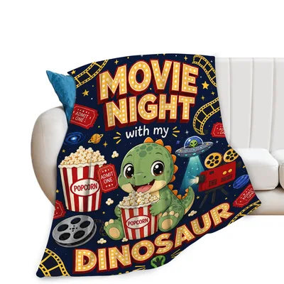 Movie Night Dinosaur Blanket for Film Fans and Dino Lovers