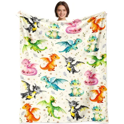 Watercolor Dragon Blanket for Dragon Fans
