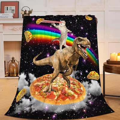 Space Pizza Cat Blanket for Galaxy Fans and Pizza Lovers