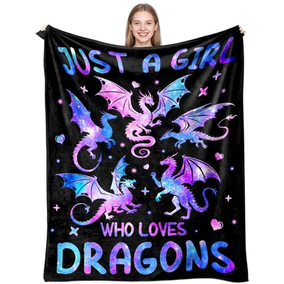 Dragons Galaxy Design Blanket for Dragon-Loving Girls