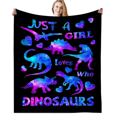 Girls Dinosaur Galaxy Design Blanket for Dino Fans