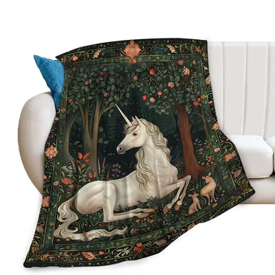Unicorn in the Forest Blanket for Cozy Nights