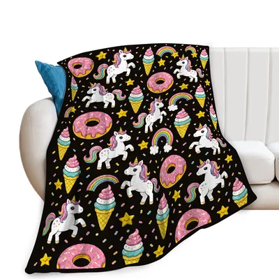 Unicorn Donut Pattern Blanket for Dreamy Days