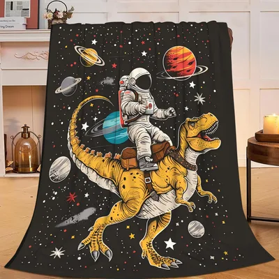 Astronaut Dinosaur Space Blanket: T-Rex Astronaut Throw for Kids