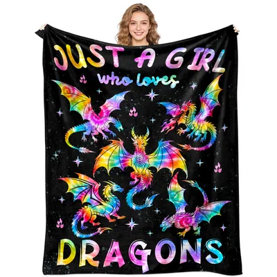 Tie Dye Dragons Blanket: Just a Girl Who Loves Dragons