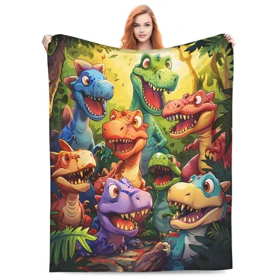 Dinosaur Gang Blanket: A Cartoon Dino Crew to Snuggle Under