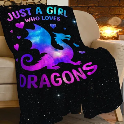 Girl Dragon Lover Blanket: Just a Girl Who Loves Dragons Galaxy Print