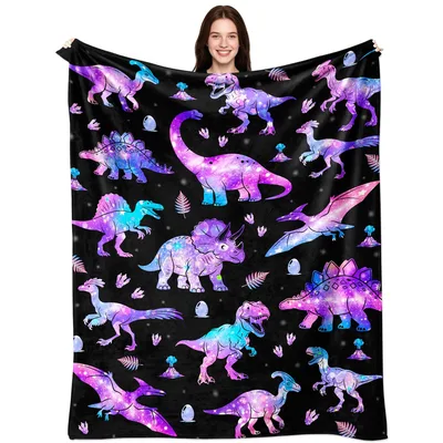 Galaxy Dinosaur Pattern Blanket for Dino Fans