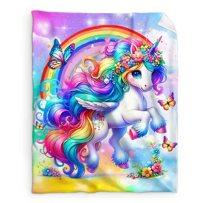 Unicorn Butterfly Blanket for Rainbow Dreamers
