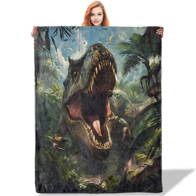 T-Rex in Jungle Adventure Blanket for Dino Fans