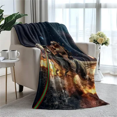 Sloth Riding Dinosaur Blanket for Cozy Sofa Days