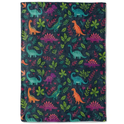 Dinosaur Floral Blanket for Dino-Loving Homes