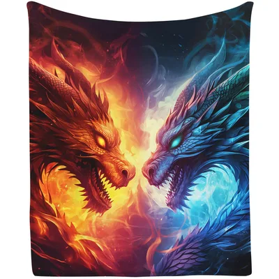 Fire and Ice Dragons Blanket: Two Dragons, One Standoff
