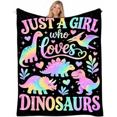 Rainbow Dinosaur Blanket for a Girl Who Loves Dinos