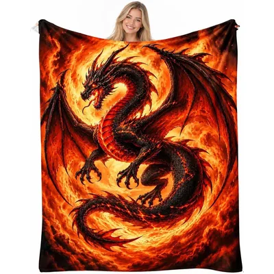 Fire Dragon Coiled Blanket for Dragon Lovers