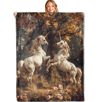 Autumn Forest Unicorn Blanket for Dreamy Fall Nights
