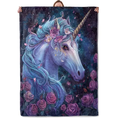 Purple Rose Unicorn Blanket: A Dreamy Night Sky Throw