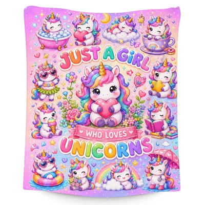 Unicorn Girl Blanket: Just a Girl Who Loves Unicorns