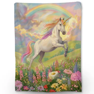 Unicorn in Flowers Blanket for Dreamy Days