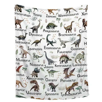 Dinosaur Names Pattern Blanket: A Scientific Print for Fossil Fans
