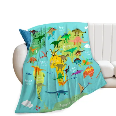 Dinosaur World Map Design Blanket