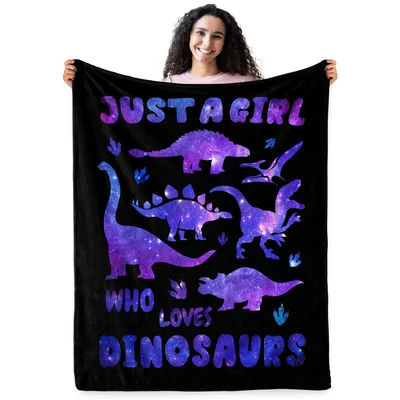 Just a Girl Blanket: Galaxy Dinosaur Silhouettes for Lovers
