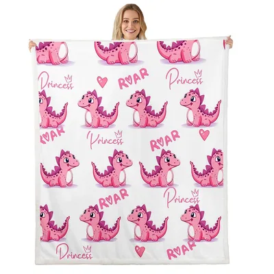 Pink Dinosaurs Princess Roar Blanket for Cute Dino Lovers