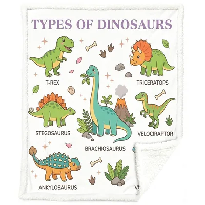 Dinosaur Species Chart Blanket: Types of Dinosaurs Educational Design