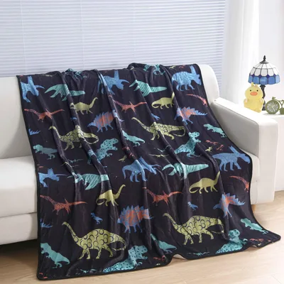 Colorful Dinosaur Silhouettes Pattern Blanket for Prehistoric Lovers